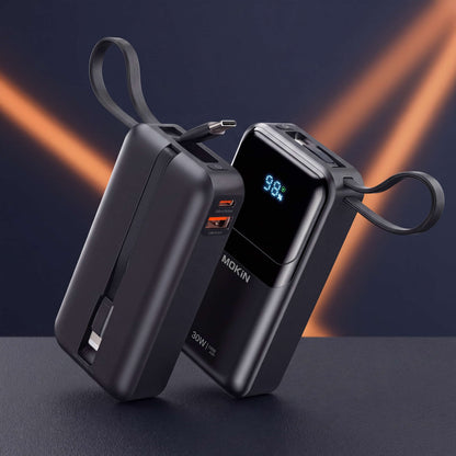 4-in-1 Power Bank 10,000mAh with Built-in Cables (USB-C & Lightning)