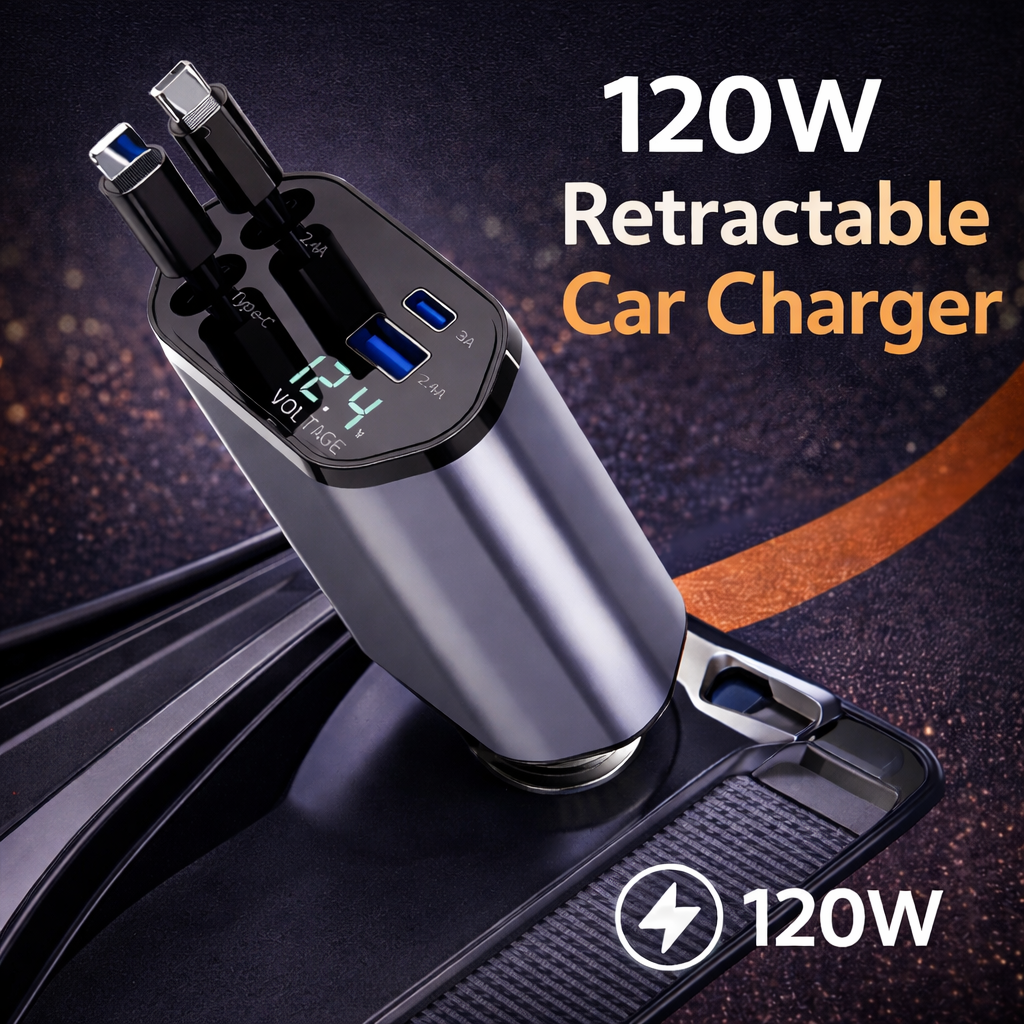 120W Retractable Car Charger