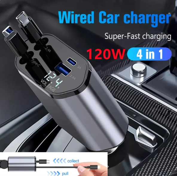 120W Retractable Car Charger